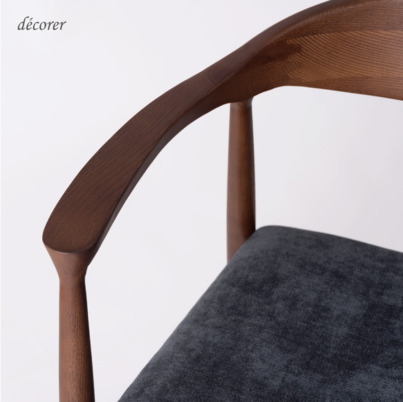 アッシュ材のアームチェア 【 ブラウン : 座面2色 】北欧 スタイル 木製 無垢 ダイニング デスク チェア 椅子 13枚目の画像