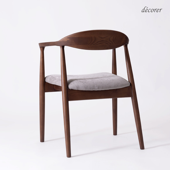 *家具ランキング１位獲得*アッシュ材のアームチェア 【 ブラウン : 座面2色 】木製 無垢 肘付き 曲線美アーム 13枚目の画像