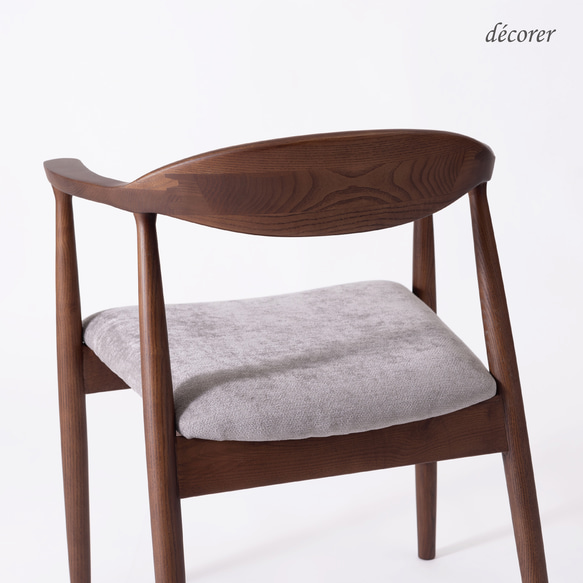 *家具ランキング１位獲得*アッシュ材のアームチェア 【 ブラウン : 座面2色 】木製 無垢 肘付き 曲線美アーム 5枚目の画像