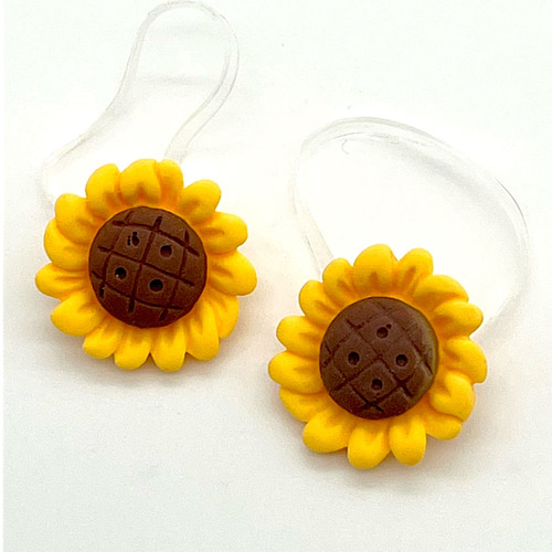 ヘアゴム　ベビーヘアクリップ　葉っぱ付きひまわり①② ヘアゴムベビーヘアクリップ葉っぱ付きひまわり①②