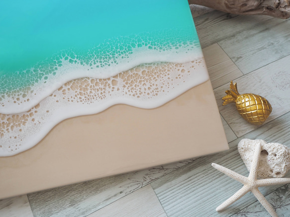 【アウトレット40%OFF】波の戯れ（45×33cm）海レジン オーシャンアート レジンアート 4枚目の画像