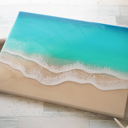 【アウトレット40%OFF】波の戯れ（45×33cm）海レジン オーシャンアート レジンアート 1枚目の画像