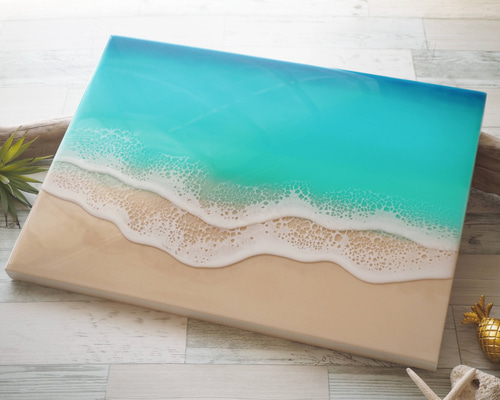 アウトレット40%OFF】波の戯れ（45×33cm）海レジン オーシャン