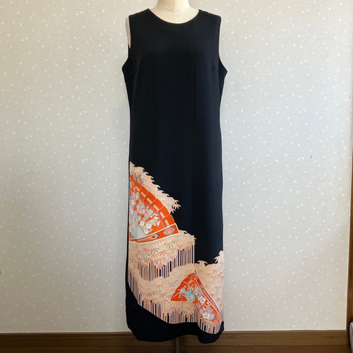 No.107 留袖ドレスノースリーブワンピースとボレロ(直線)M~Lサイズ11号 