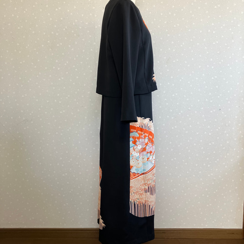 No.107 留袖ドレスノースリーブワンピースとボレロ(直線)M~Lサイズ11号 