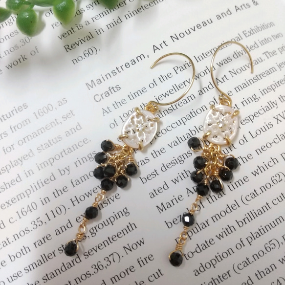 【silver925&14kgf】blackspinel pierce/earing 2枚目の画像