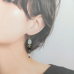 【silver925&14kgf】blackspinel pierce/earing 5枚目の画像