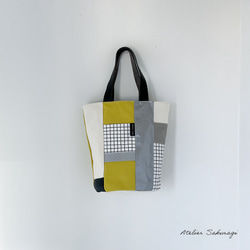 〈一点もの〉cut cloth bag バケツトート/yellow & silver No.3 1枚目の画像