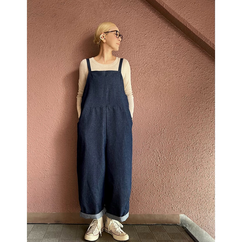 RATA❤️肩紐ボタンで長さ調整可能❤️岡山デニム❤️絶妙シルエット❤️ゆったりだぼっとサロペット❤️オールシーズン
