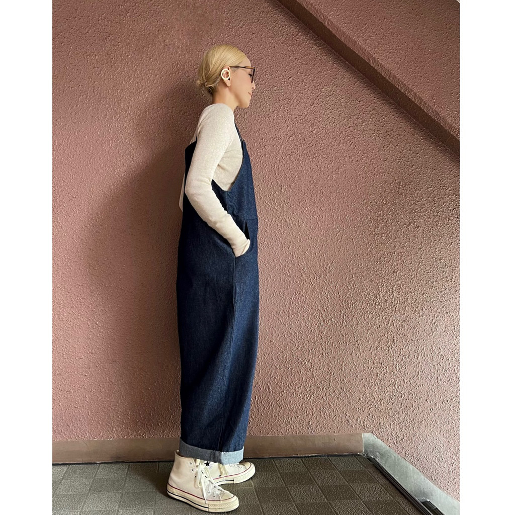 RATA❤️肩紐ボタンで長さ調整可能❤️岡山デニム❤️絶妙シルエット❤️ゆったりだぼっとサロペット❤️オールシーズン