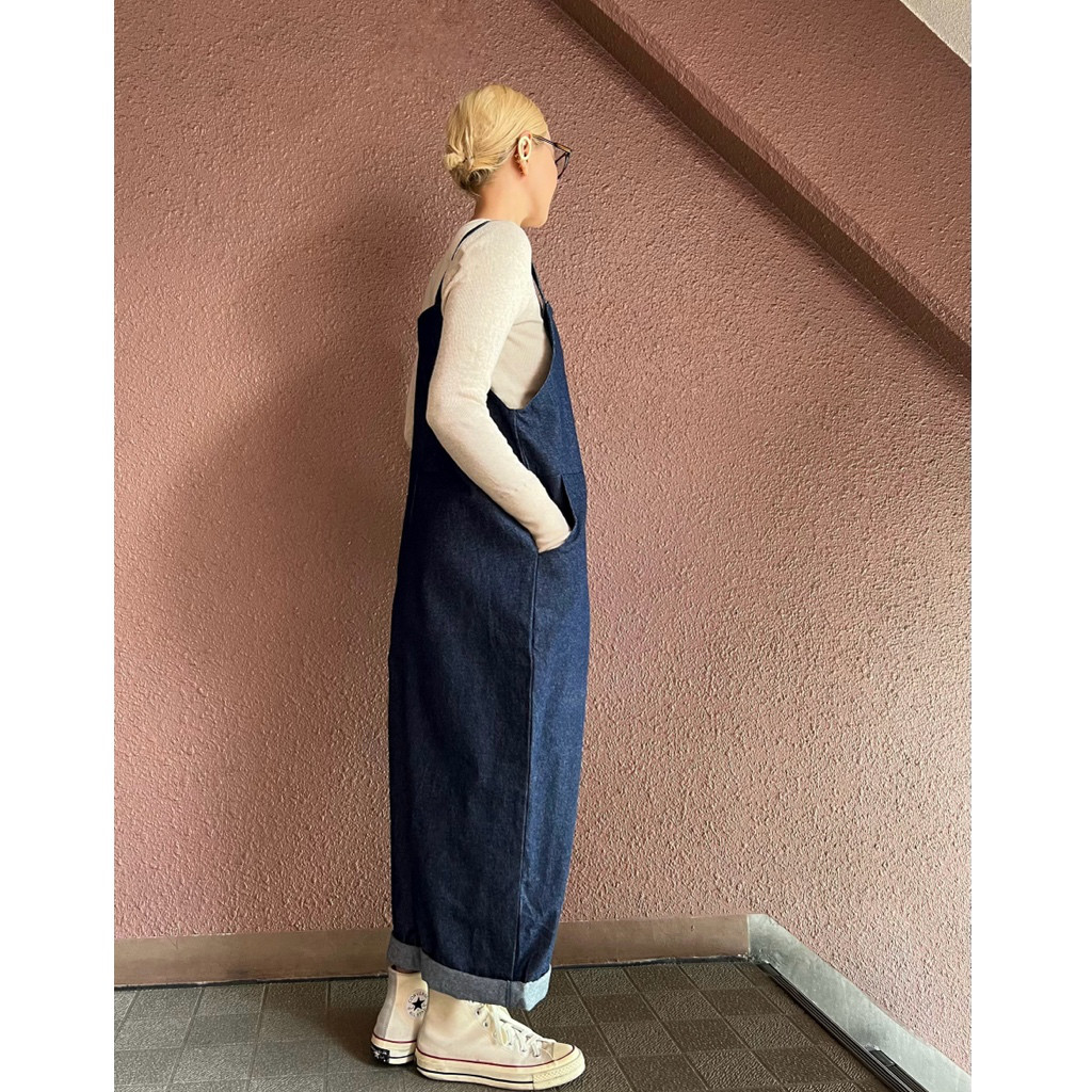 RATA❤️肩紐ボタンで長さ調整可能❤️岡山デニム❤️絶妙シルエット❤️ゆったりだぼっとサロペット❤️オールシーズン