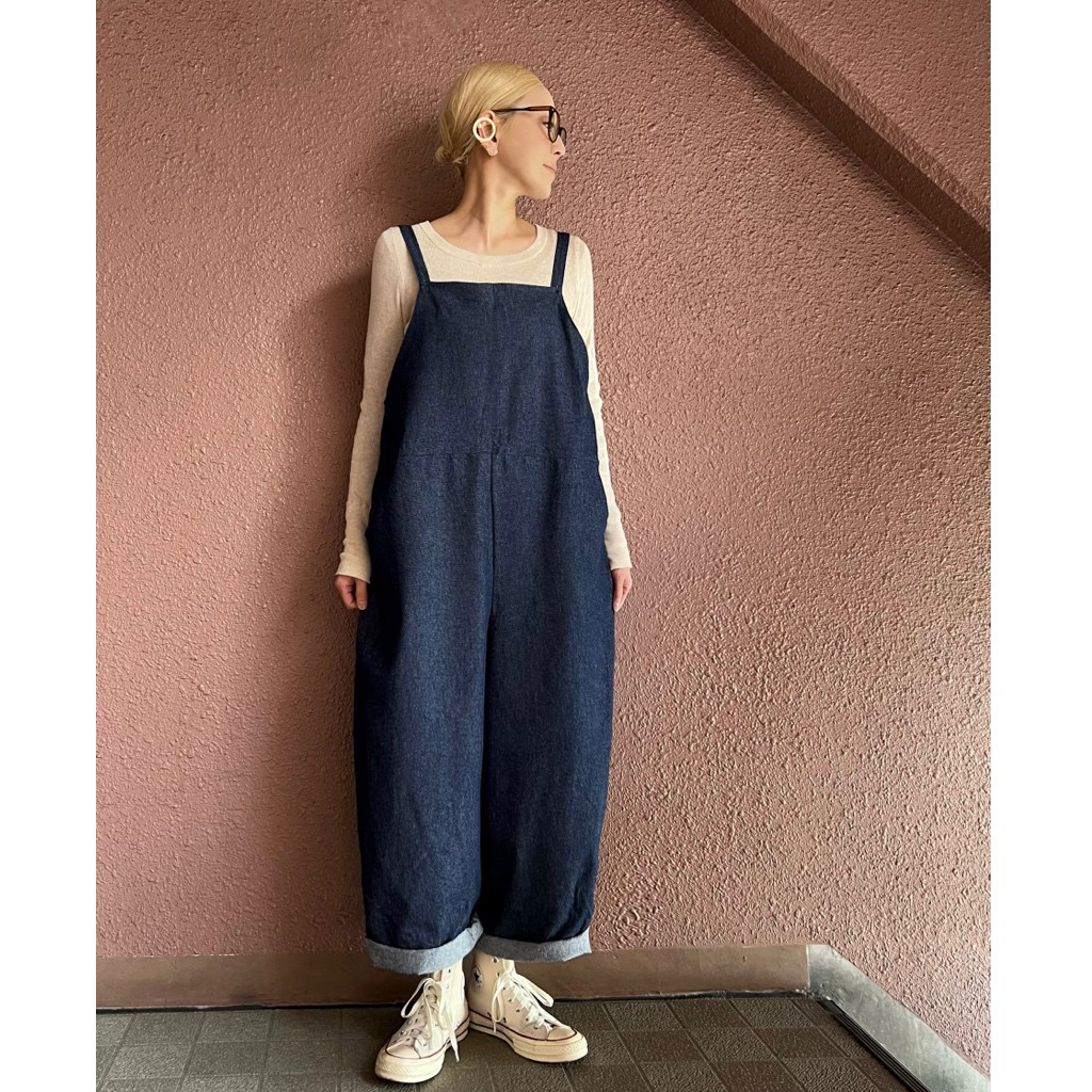 RATA❤️肩紐ボタンで長さ調整可能❤️岡山デニム❤️絶妙シルエット❤️ゆったりだぼっとサロペット❤️オールシーズン