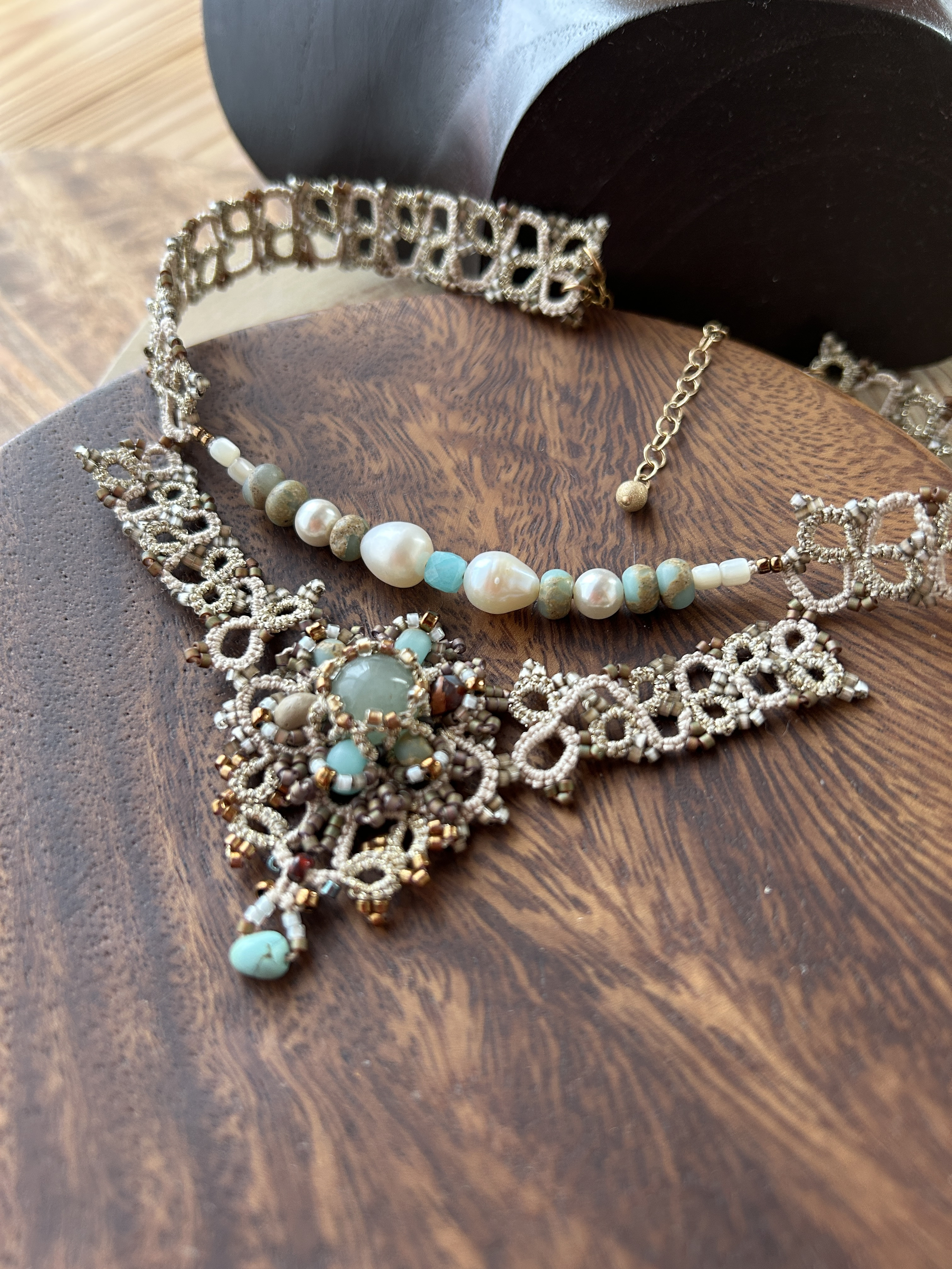 アベンチュリン/タティングレースネックレス/1073