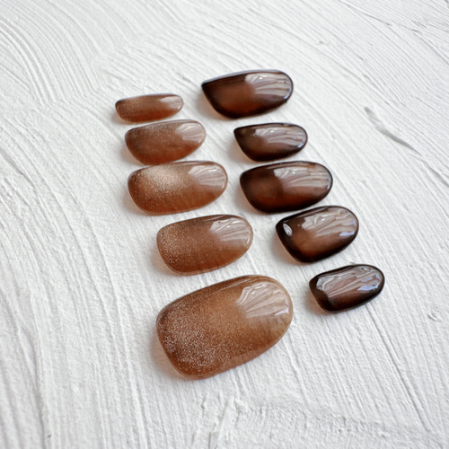 初回 シアーブラウンマグネットネイル ニュアンスネイル お洒落ネイル