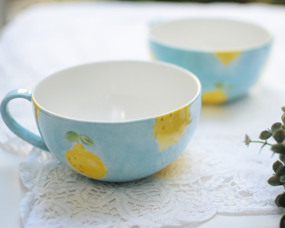 レモン×ブルーのスープカップ（単品） 8枚目の画像
