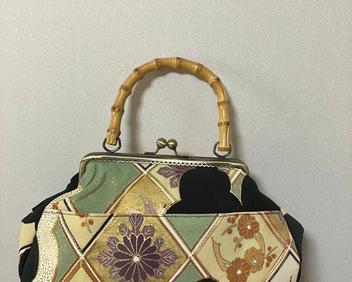 アンズルーム☆ハンドメイド☆竹持ち手☆着物 帯リメイク