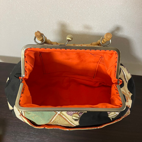 アンズルーム☆ハンドメイド☆竹持ち手☆着物 帯リメイク