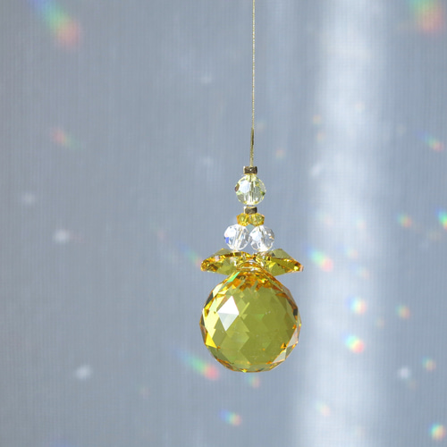 スワロフスキーサンキャッチャー イエロー ハート 20mm 天使のサン