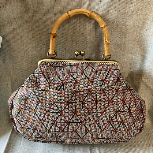 アンズルーム☆ハンドメイド☆竹持ち手☆着物 帯リメイク☆がま口 