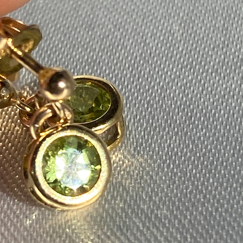 大粒　天然石ペリドットリング＆ピアス14K 大粒 天然石ペリドットリング＆ピアス14K