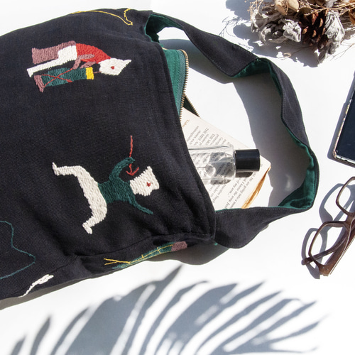 手縫い純綿サイドバックパック、刺繍ハンドバッグ、手刺繍