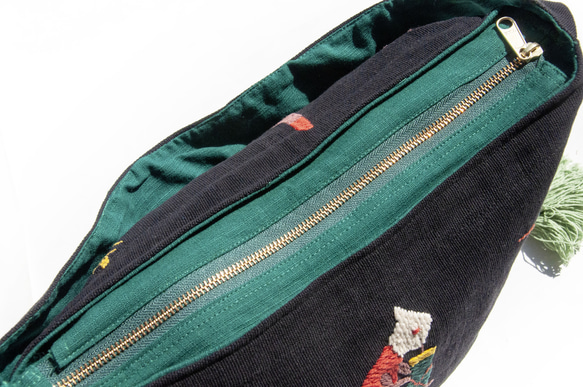 手縫い純綿サイドバックパック、刺繍ハンドバッグ、手刺繍ショルダーバッグ、手刺繍バッグ-レインボーアニマルタッセル刺繍トートバッグ 18枚目の画像