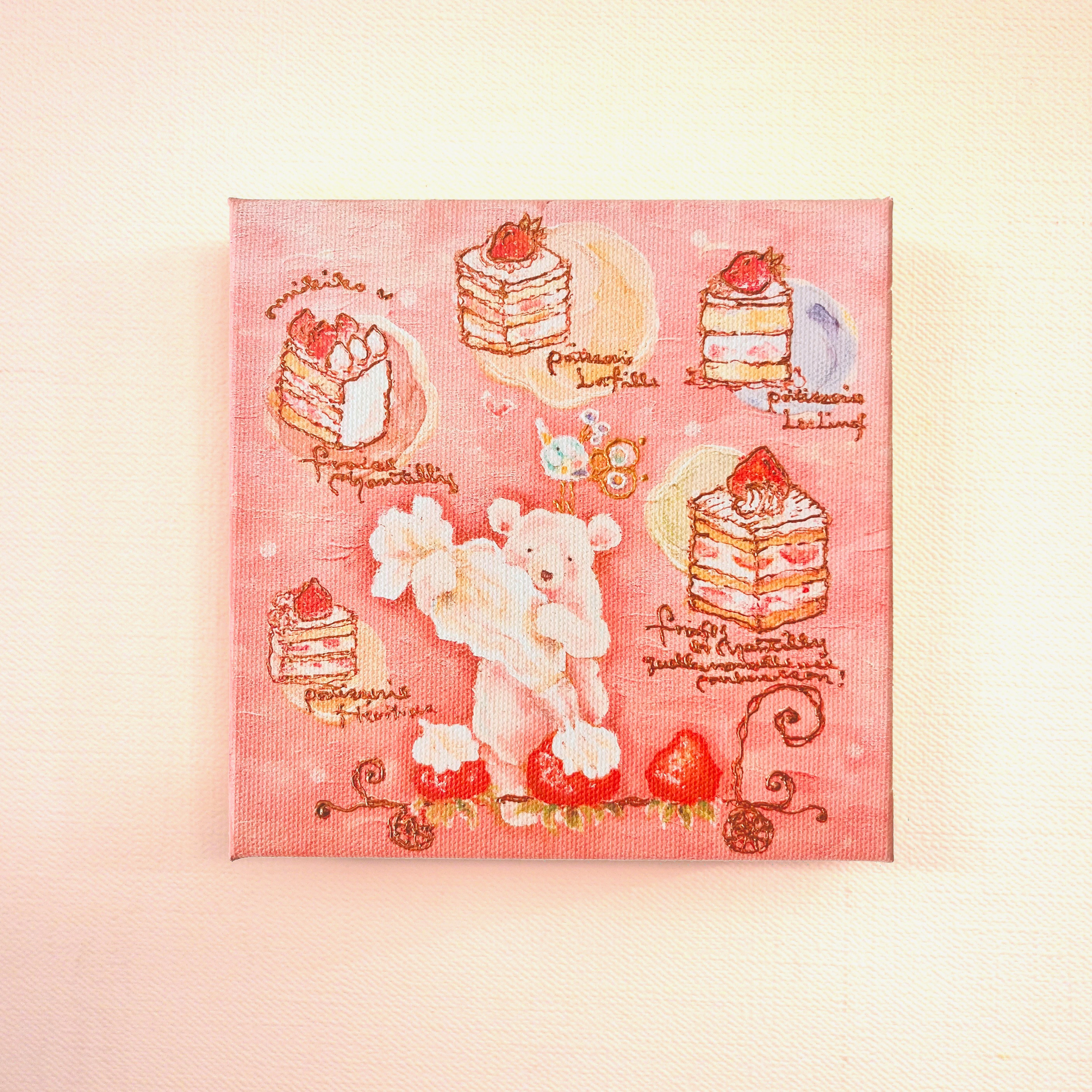 アートキャンバスパネル・いちごとシャンティ