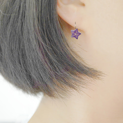 紫水晶桔梗花耳勾耳環 Amethyst balloon flowers earrings hooks 第6張的照片