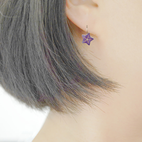 紫水晶桔梗花耳勾耳環 Amethyst balloon flowers earrings hooks 第6張的照片