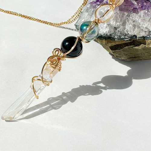 モリオン クリスタルワンド マジックワンド ペンダント お守り