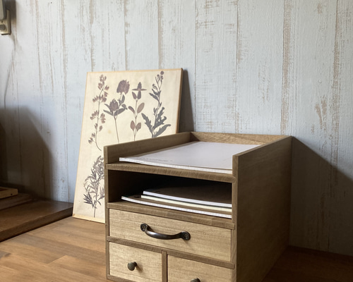 A4収納できる アンティーク風 引き出し収納 抽斗 チェスト