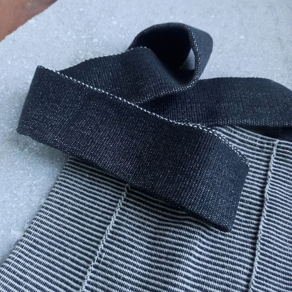 卡倫手工編織單肩包/黑x邊框B/植染棉/黑白單調 第4張的照片