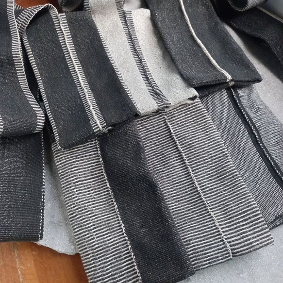 卡倫手工編織單肩包/黑x邊框B/植染棉/黑白單調 第8張的照片