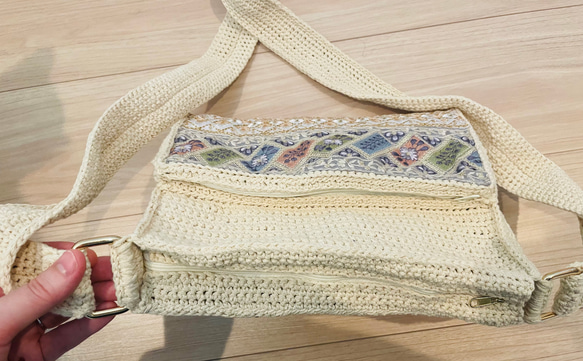長方形のインド刺繍リボンバッグ【受注生産】 3枚目の画像