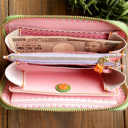 大きな小銭入れの長財布（ホワイトxラベンダー） 長財布 ますみ