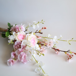 【桜❀春花のブーケ】　ブーケ　ブライダルブーケ　ブライダル　結婚式　アーティフィシャルフラワー　桜　春色　和装ブーケ　 7枚目の画像