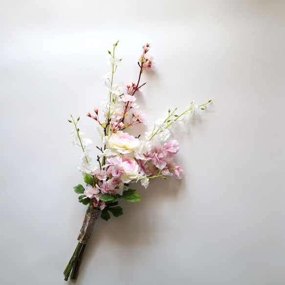 【桜❀春花のブーケ】　ブーケ　ブライダルブーケ　ブライダル　結婚式　アーティフィシャルフラワー　桜　春色　和装ブーケ　 8枚目の画像