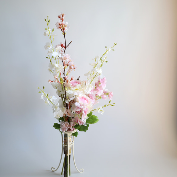 【桜❀春花のブーケ】　ブーケ　ブライダルブーケ　ブライダル　結婚式　アーティフィシャルフラワー　桜　春色　和装ブーケ　 4枚目の画像