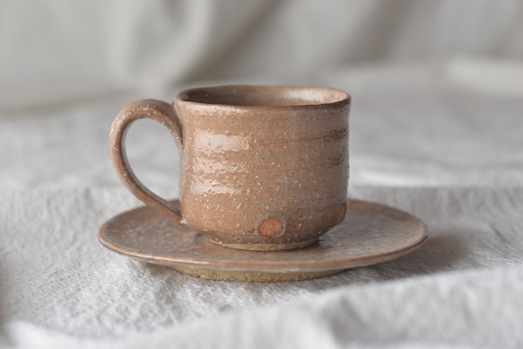 萩焼 コーヒーカップ＆ソーサー（角） 3枚目の画像