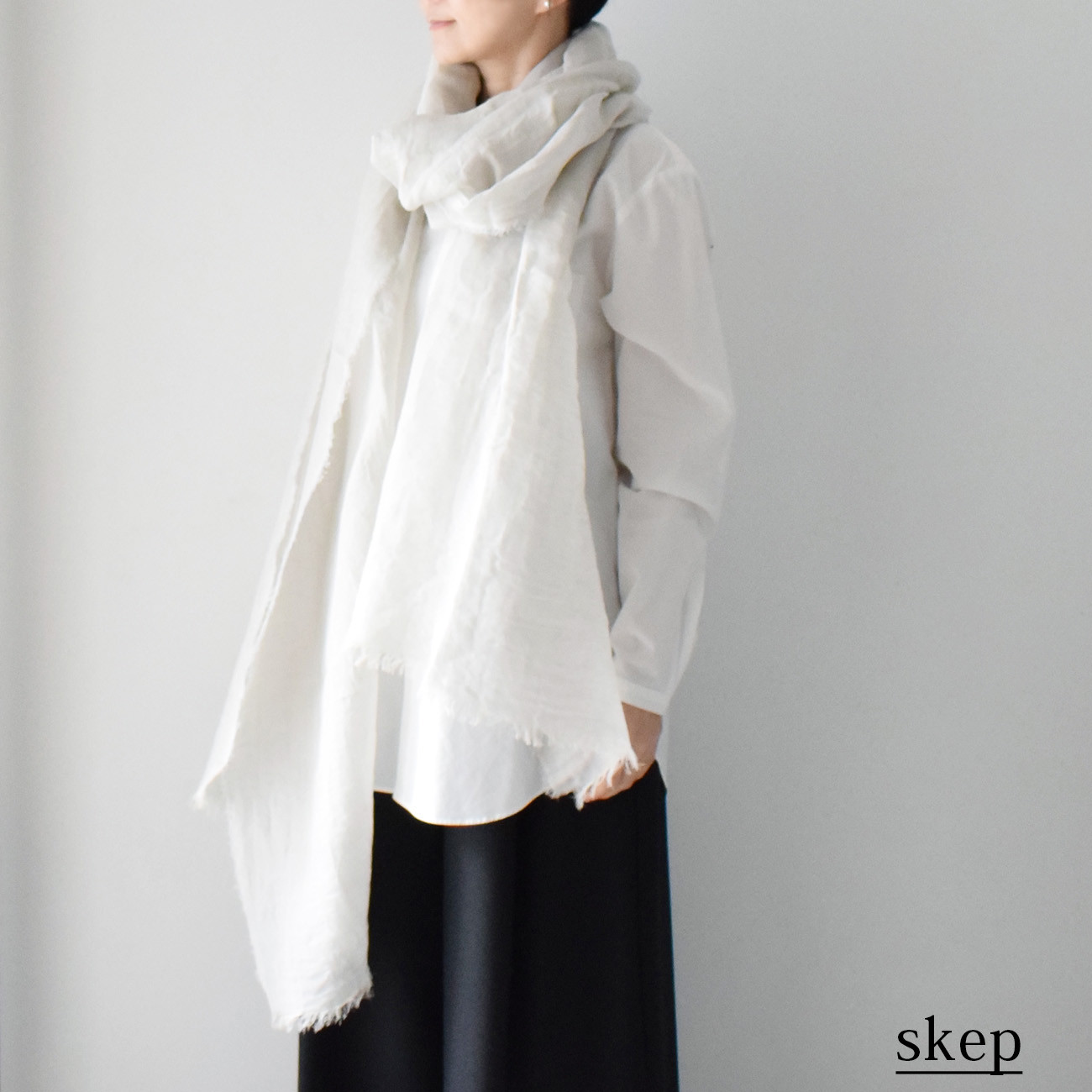 skep ウール　超ロングストール　ホワイト 超ロングストール（ウール）：白 | skep-online shop