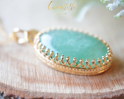 1点もの】SV925（18GP） グリーンアベンチュリンのロング・ネックレス