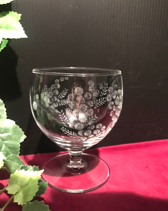 母の日早割　ミモザのグラス〜手彫りガラス〜 5枚目の画像