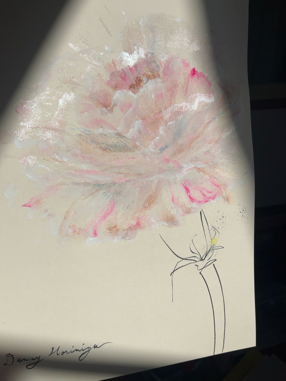 flower   カーネーション　【原画/A3/アクリル画】インテリアアート　母の日の贈り物に 9枚目の画像