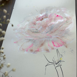 flower   カーネーション　【原画/A3/アクリル画】インテリアアート　母の日の贈り物に 3枚目の画像