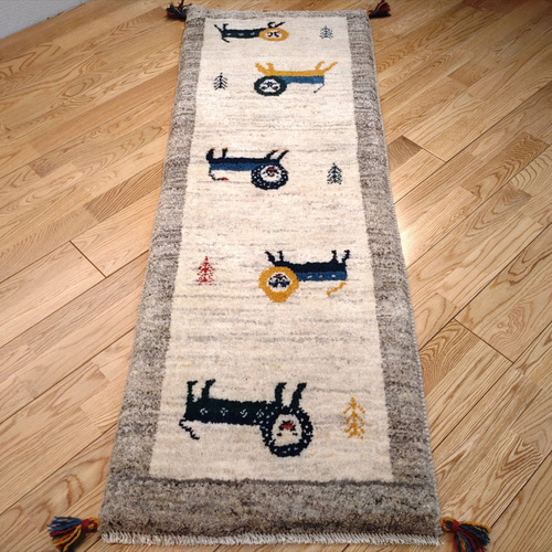 新規入荷】ペルシャ ギャッベ ランナー中 143x53cm ライオン RJ11243G