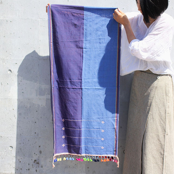 インドグジャラート手織りコットンストール【F】 3枚目の画像