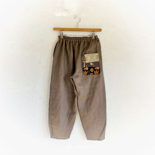 ミナペルホネン 茶系パッチポケット バルーンパンツ モンペパンツ