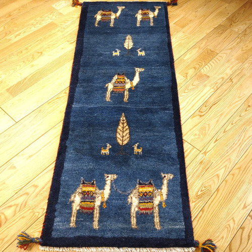 ペルシャ ギャッベ ランナー中 143×50 アイボリー タイル 生命の木