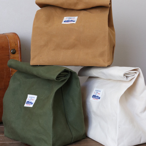 ランチクラッチバッグ キナリ 紙袋風バッグ ミリタリー帆布 クラッチ