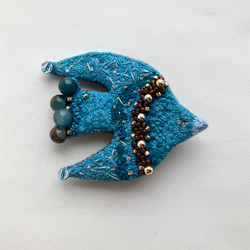 "蒼い風の鳥" 刺繍鳥ブローチ　鳥モチーフ　青い鳥　 15枚目の画像